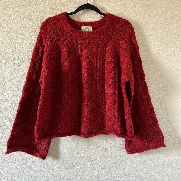 Universal Thread Sweaters - Universal Thread Women’s Knit Sweater Large Burnt Burgundy Flare Sleeves Boho